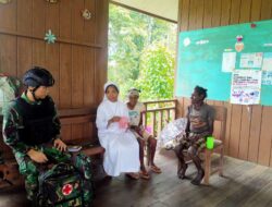 Satgas satuan organik Yonif Raider 514/SY/9/2 Kostrad bergandeng tangan dengan Kesusteran biara putri renyah rosari wujudkan warga Batas Batu Papua bebas Kusta dan sejahtera.