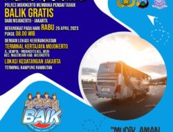 Polres Mojokerto Berikan Layanan Balik Mudik Gratis ke Jakarta