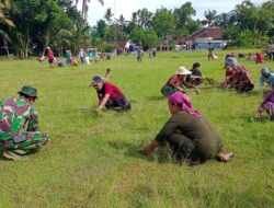 Jelang Pembukaan TMMD Ke 116, Danramil 0822/12 Sukosari Bondowoso Pimpin Pembersihan Lapangan Upacara