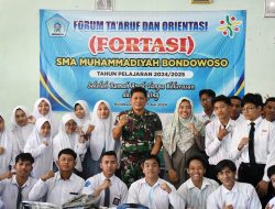 Kasdim 0822 Berikan Pembekalan Wasbang di SMA Muhammadiyah Bondowoso