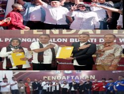 Masyarakat Ribuan Orang Mengantar kan Pasangan HERO Mendaftar ke KPU Labuhan Batu