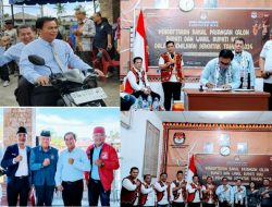 Ratusan Massa Pendukung Antarkan Pasangan Alinuru Laoli-Faozanolo Zai Mendaftar Di KPU Kabupaten Nias