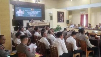 Antusias Personil Polres Banyuasin Mengikuti Sosialisasi Penyuluhan Hukum dari Bidkum Polda Sumsel