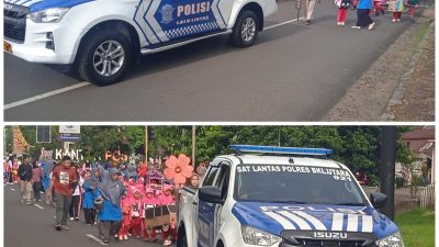 Polres Bengkulu Utara Berpartisipasi dalam Pengawalan Pawai Miniatur Kendaraan TK R.A. Purwanida