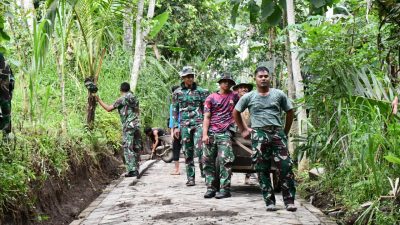 Warga Trotosari Rasakan Manfaat Jalan Paving TMMD 123 Bondowoso