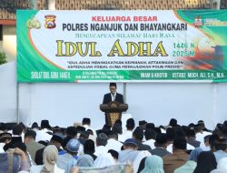 Polres Nganjuk Gelar Sholat Idul Adha dan Kurban, Tanamkan Nilai Iman, Taqwa, dan Kepedulian dalam Tugas Kepolisian