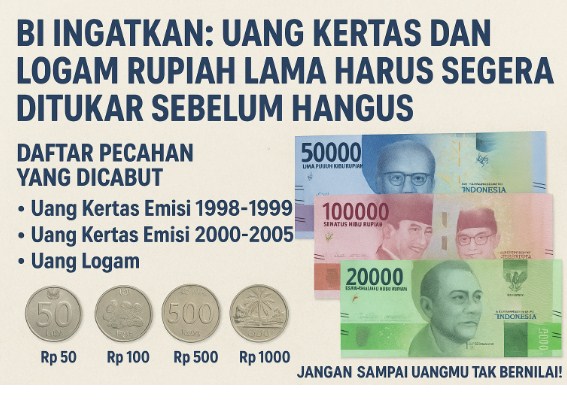 BI Ingatkan: Uang Kertas dan Logam Rupiah Lama Harus Segera Ditukar Sebelum Hangus