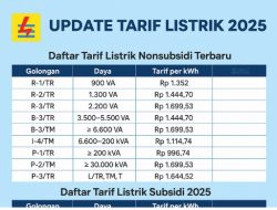 Update Tarif Listrik 2025, Simak Perubahan Biaya per KWh