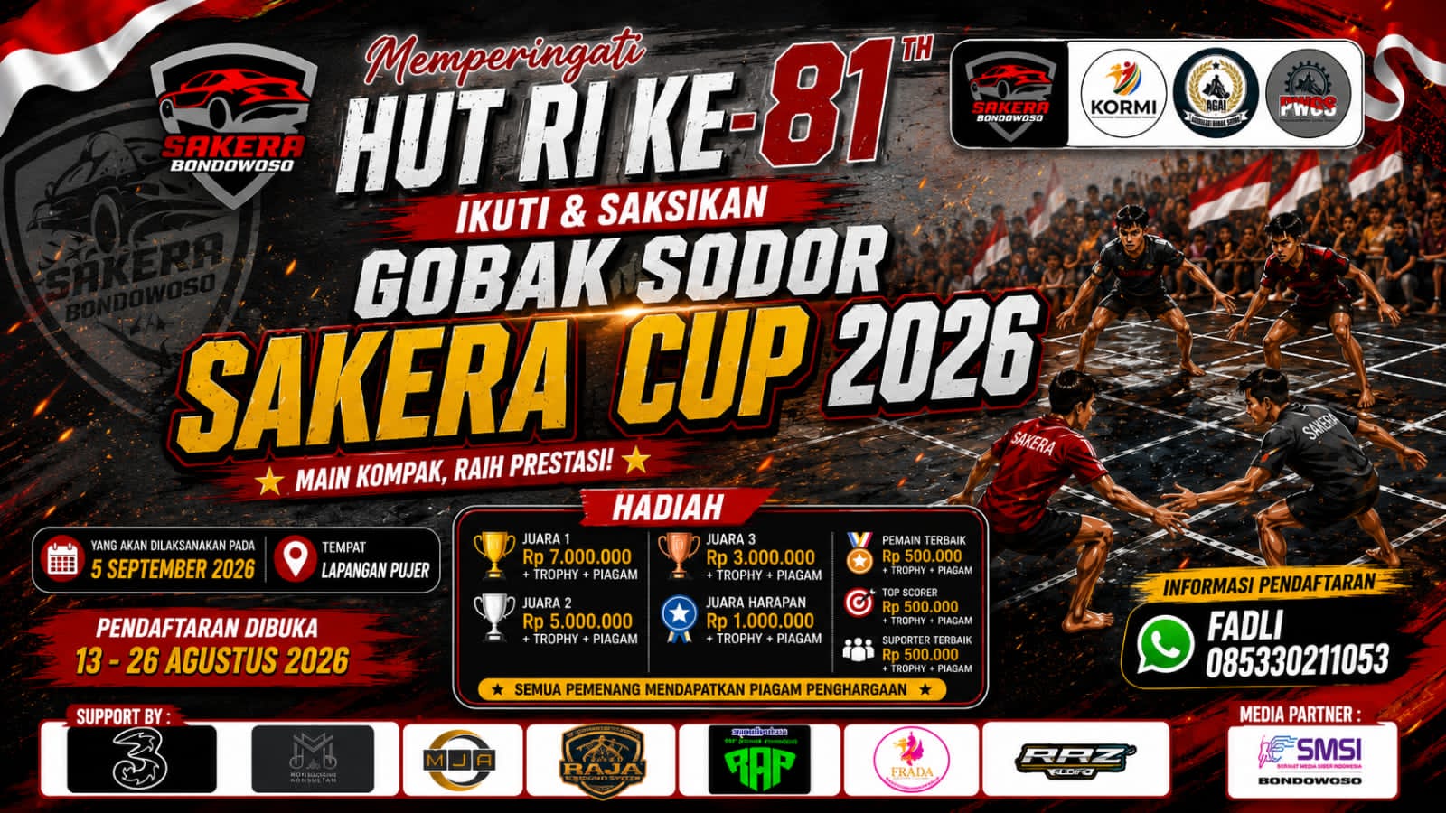 Sakera Cup 2026 Meriahkan HUT RI ke-81, Tim Gobak Sodor Siap Adu Strategi di Pujer Bondowoso